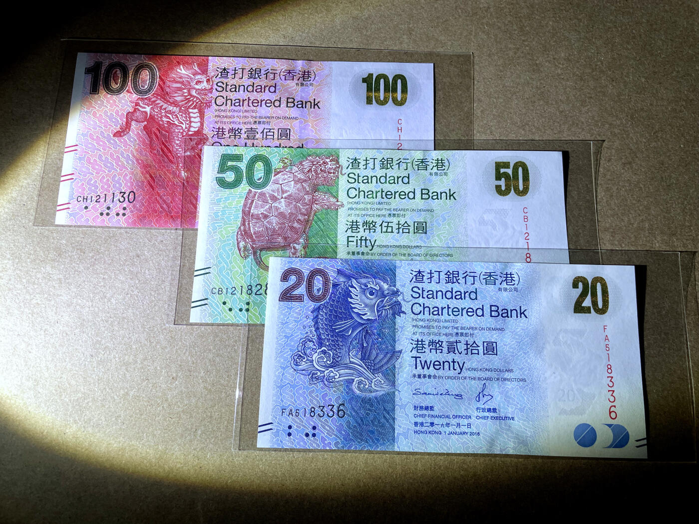 【Blue Auction】✨世界纸币精拍第499期【精】 【一组3张】香港 渣打20-100元 全新UNC