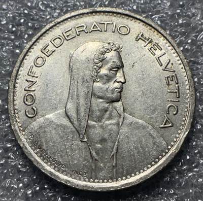 文馨钱币收藏第 142 场，各国老铜币，殖民地时期，银币场，满三件包邮 - 1965 年瑞士 5 法郎大银币