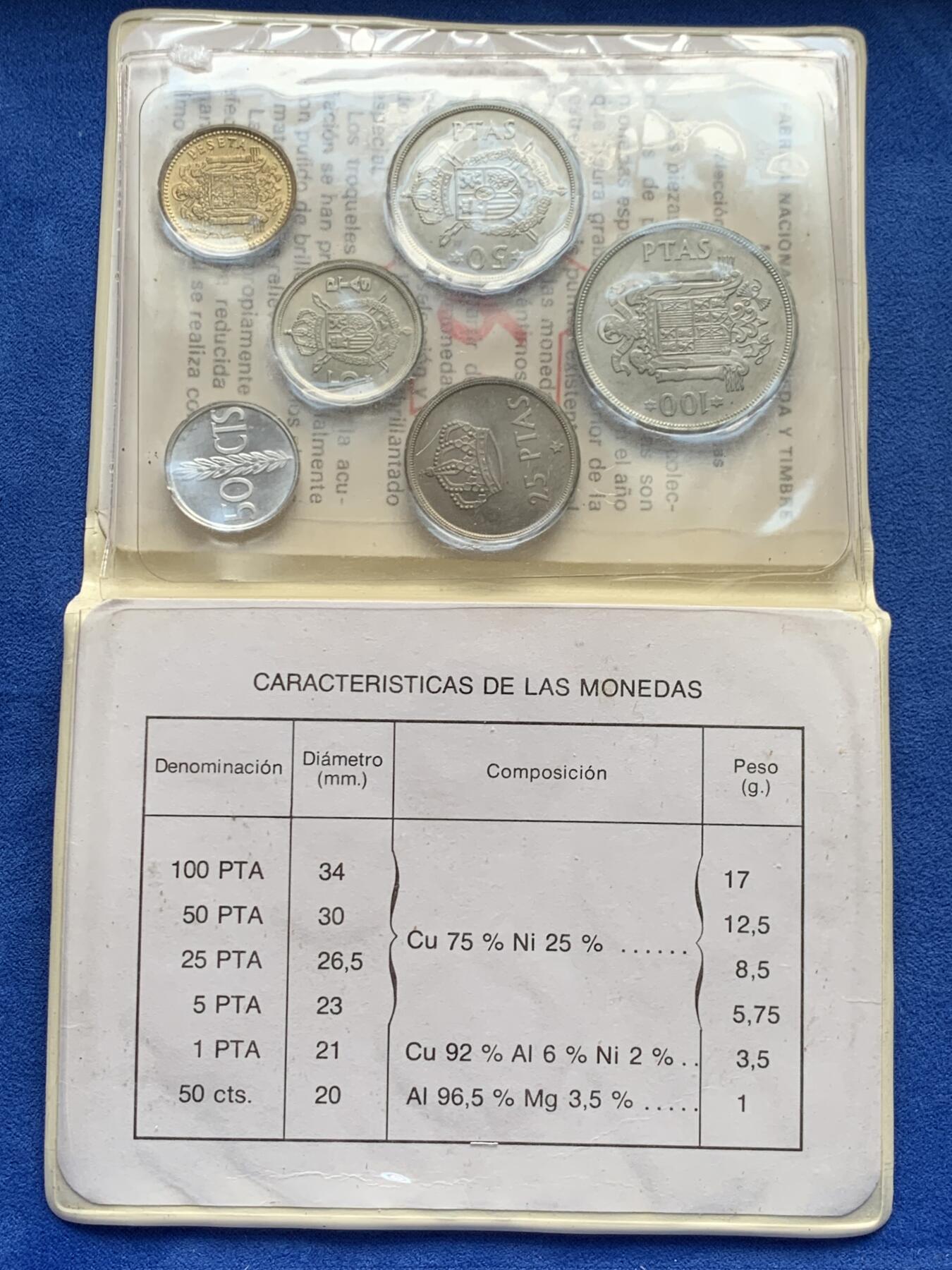 《竞宝斋》第285场- 周日，周一 2场连拍 （全场包邮） 册装 西班牙1975胡安卡洛斯一世6枚装套币