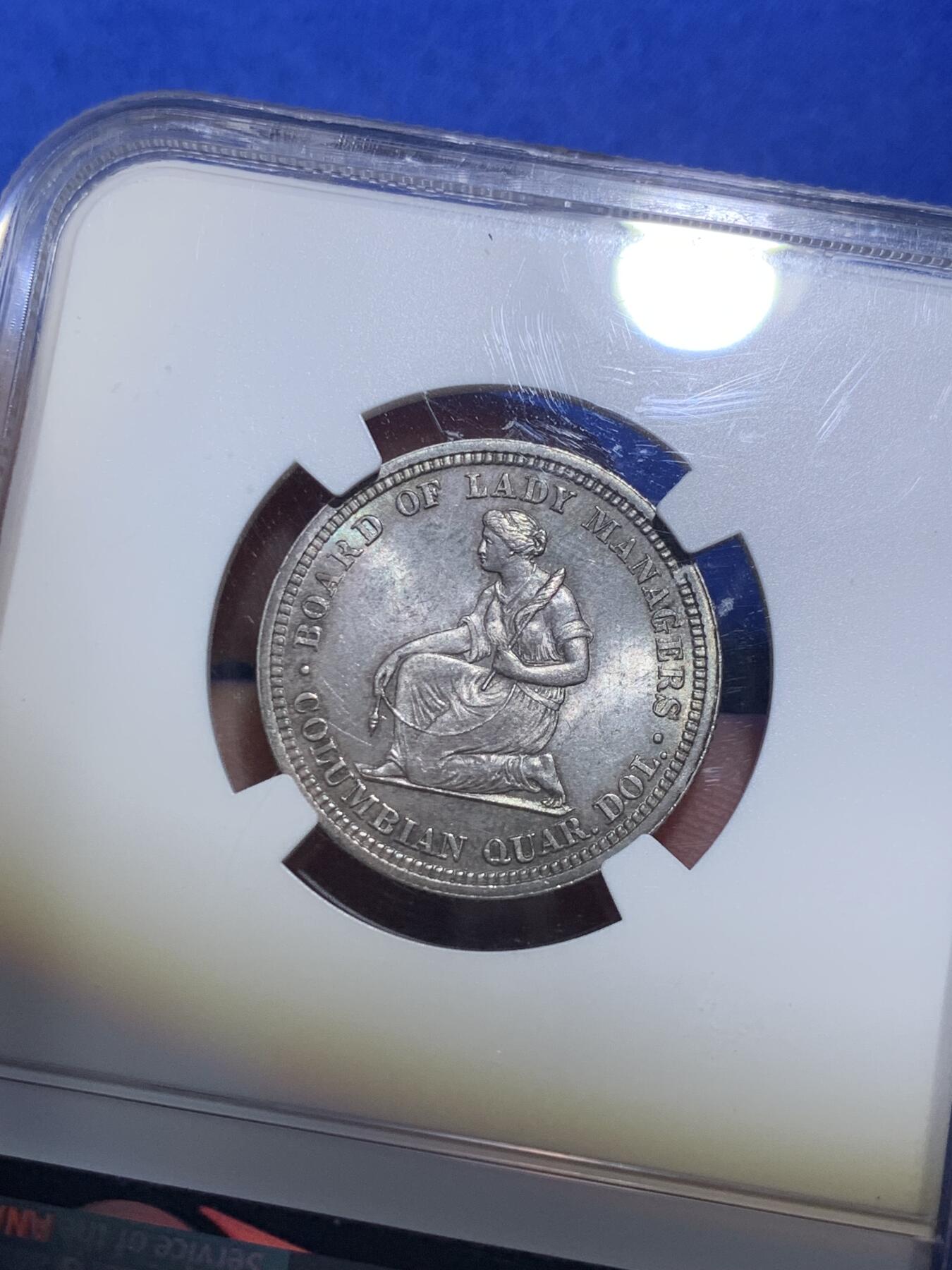 《竞宝斋》第285场- 周日，周一 2场连拍 （全场包邮） NGC MS64 美国1893伊莎贝拉25美分 高分经典品种 美国唯一的25美分纪念币