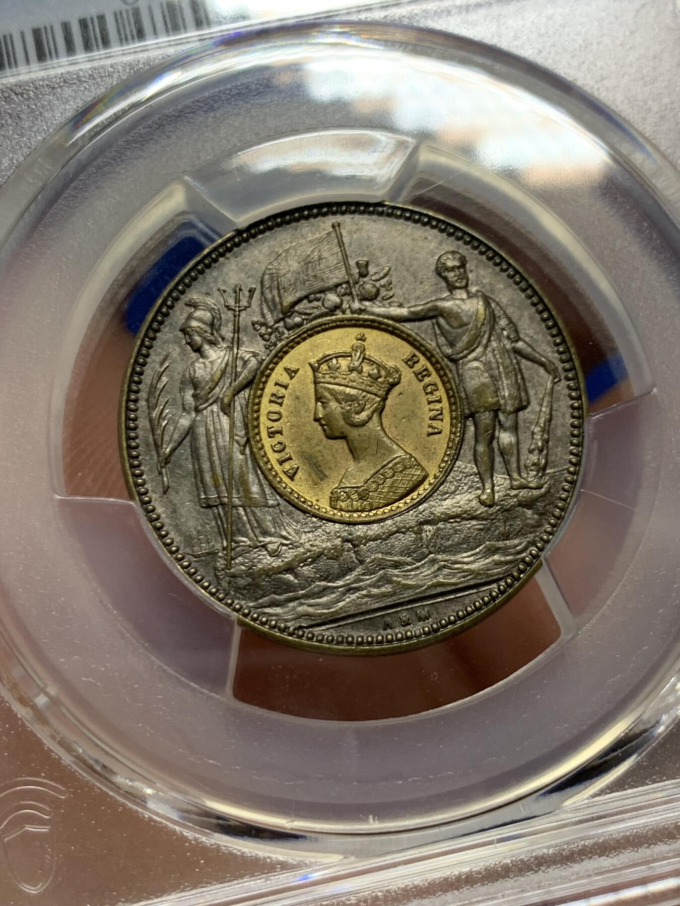 《竞宝斋》第285场- 周日，周一 2场连拍 （全场包邮） PCGS-MS63 英国 1848 维多利亚 哥特双色 克朗 收录克劳斯珍稀币 状态万里挑一 1848英国MODEL克朗稀少 版本 高点俱在 低评