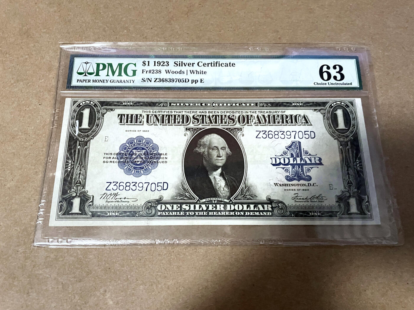 【Blue Auction】✨世界纸币精拍第499期【精】 美国 1923年1美金 银币券 PMG63 大票幅