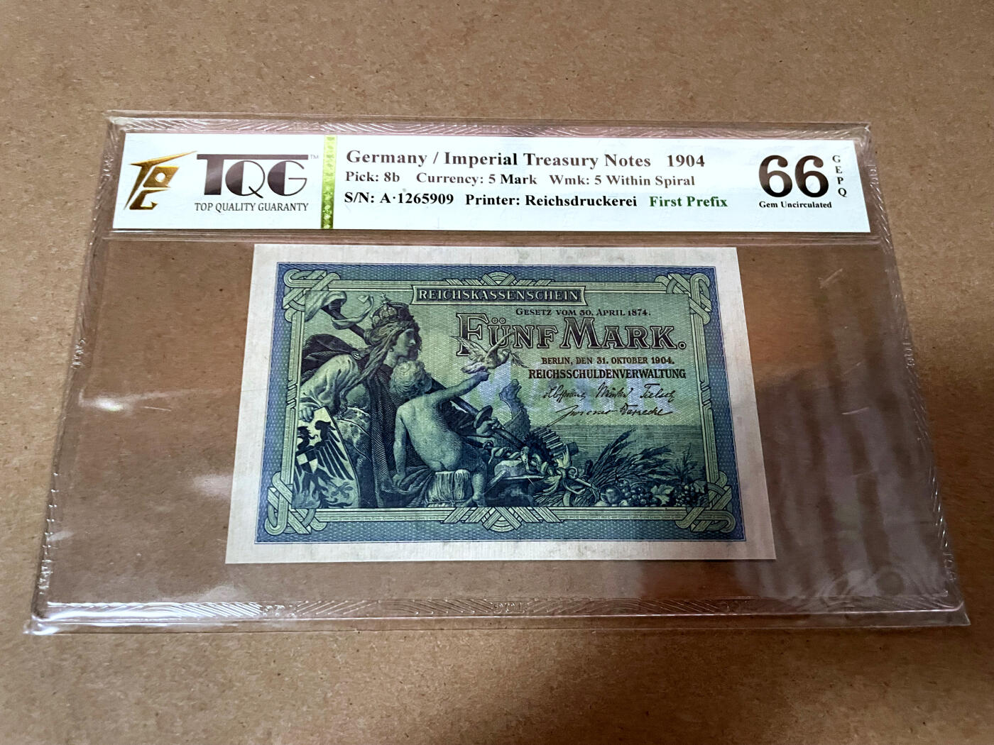 【Blue Auction】✨世界纸币精拍第499期【精】 【无47】德国 1904年5马克 TQG66EPQ 