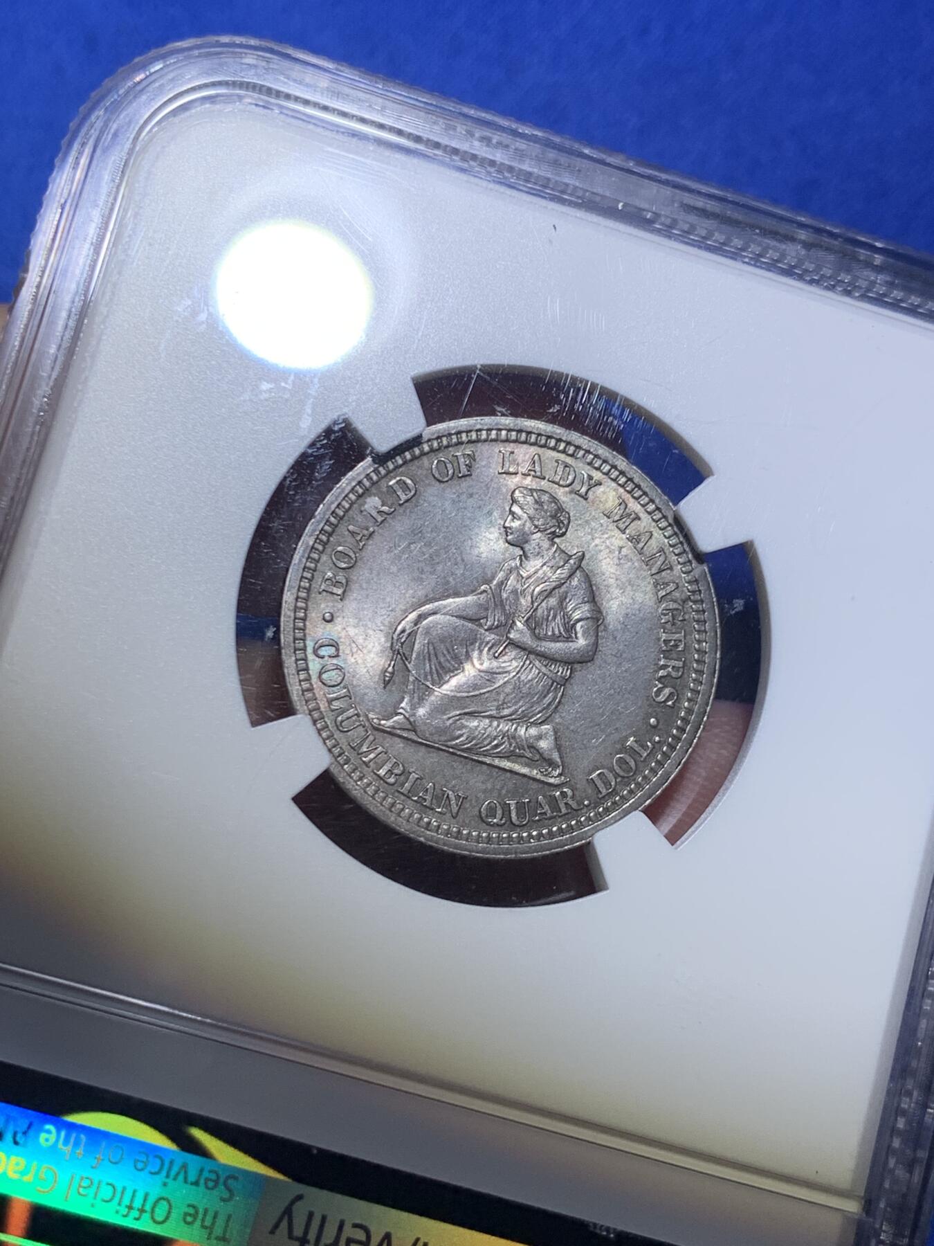 《竞宝斋》第285场- 周日，周一 2场连拍 （全场包邮） NGC MS64 美国1893伊莎贝拉25美分 高分经典品种 美国唯一的25美分纪念币