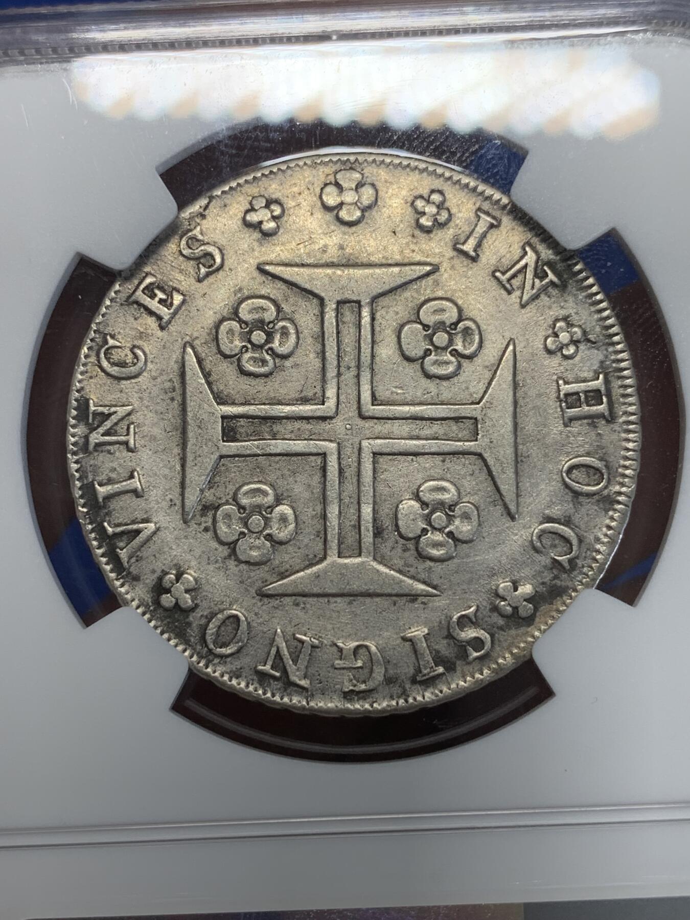 《竞宝斋》第285场- 周日，周一 2场连拍 （全场包邮） NGC XFD 葡萄牙1798年400瑞斯银币 少见面值