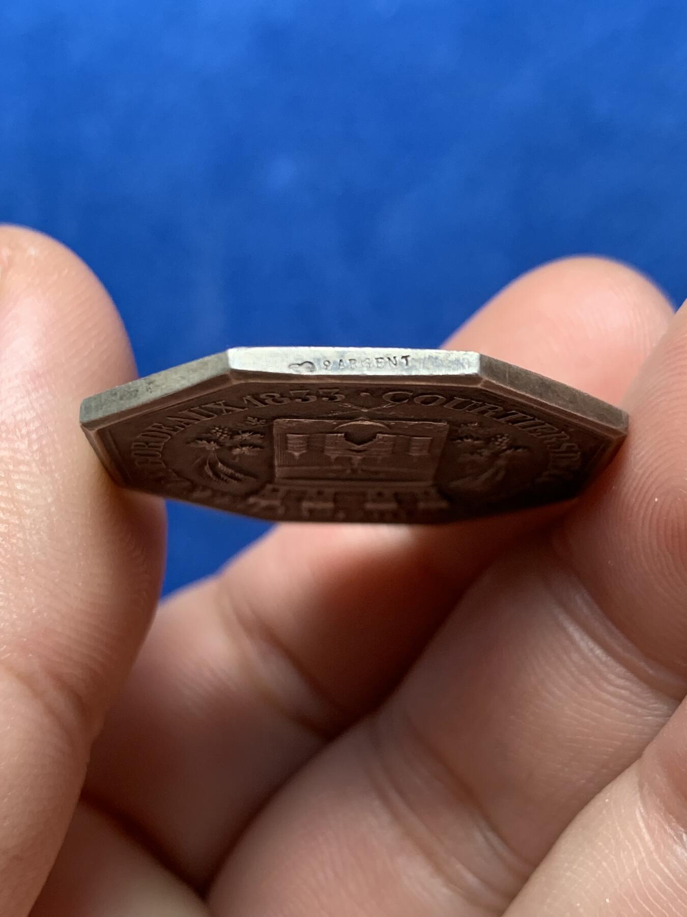 《竞宝斋》第285场- 周日，周一 2场连拍 （全场包邮） 1833年 法国博尔市商业经济人银章 细节生动 品相绝佳 可以送评