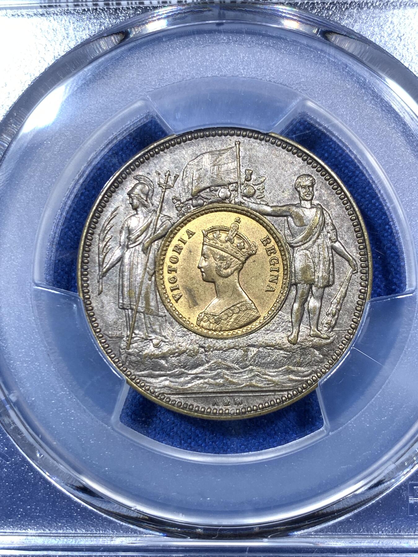 《竞宝斋》第285场- 周日，周一 2场连拍 （全场包邮） PCGS-MS63 英国 1848 维多利亚 哥特双色 克朗 收录克劳斯珍稀币 状态万里挑一 1848英国MODEL克朗稀少 版本 高点俱在 低评