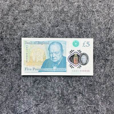 146th🇬🇧🏴󠁧󠁢󠁥󠁮󠁧󠁿英国英格兰银行2024年5镑塑料钞，查尔斯头像，CA01首发冠，入围2024年IBNS最佳纸钞 - 查尔斯头像，5镑，CA01首发冠，入围IBNS，豹子号444，CA01 449444
