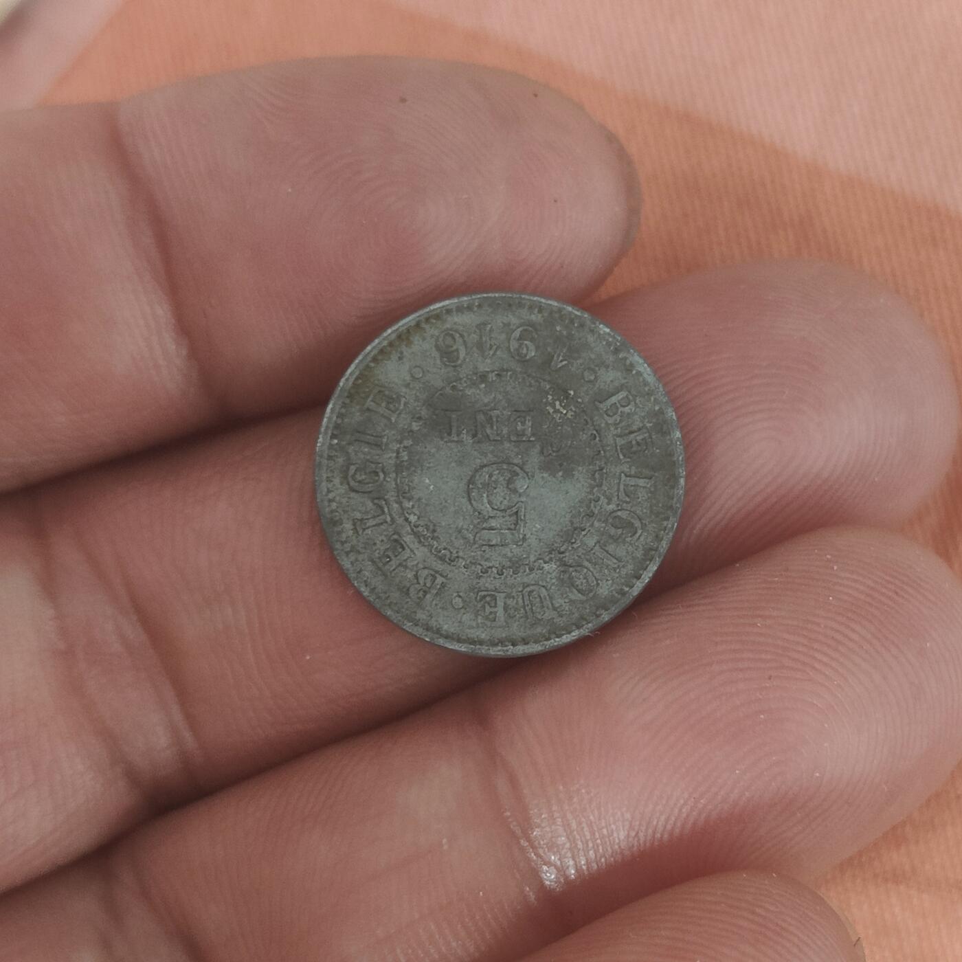 英雄古币捡漏专场第一期无押金可累计捡漏，全场50包邮，偏远地区除外。 比利时5分1916年。