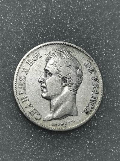 天下钱庄裸币专场 - 法国查理十世5法郎银币