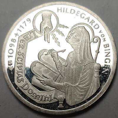 布加迪🐬～世界钱币(上海)🌾第 130 期 /  圣马力诺🇸🇲法国🇫🇷加拿大🇨🇦🇬🇧🇵🇪等各国套币及散币 - 德国🇩🇪 1998年 10马克 女圣徒宾根诞辰400周年精制纪念银币