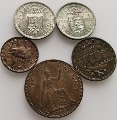 外国散币20240703场次（中拍皆有赠品），每周两拍，可寄存，周日统一发货 - 极美品英国5枚，两枚镍币带光