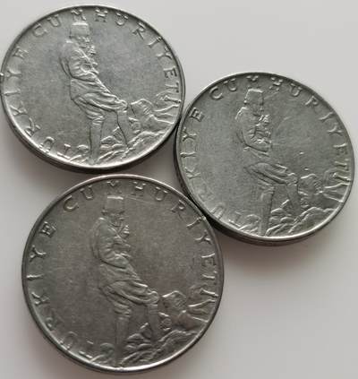 外国散币20240703场次（中拍皆有赠品），每周两拍，可寄存，周日统一发货 - 土耳其国父凯末尔1961年、1962年、1967年2.5里拉3枚