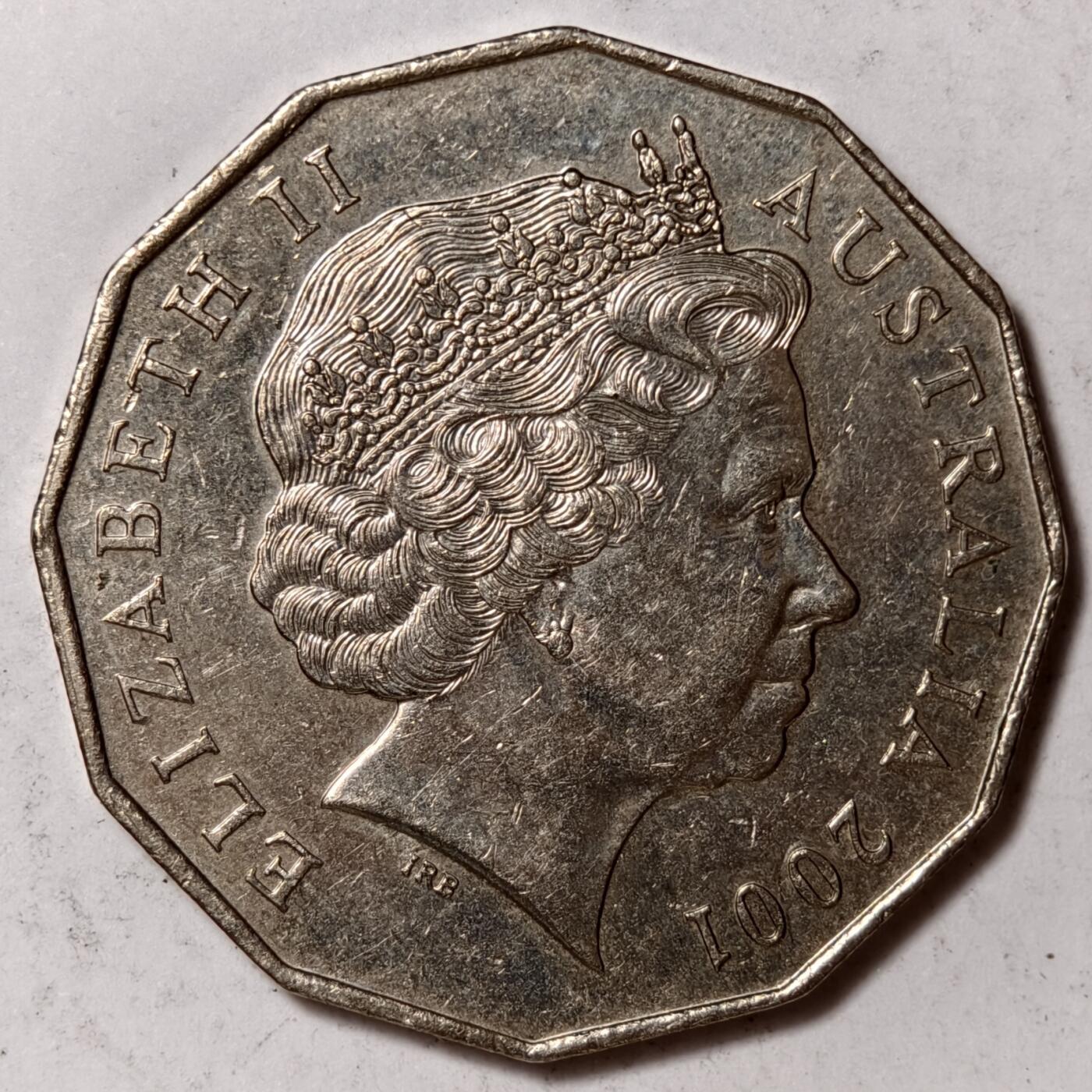 紫瑗钱币——第378期拍卖 澳大利亚 2001年 伊丽莎白二世 联邦一百周年-新南威尔士州 50分 镍币