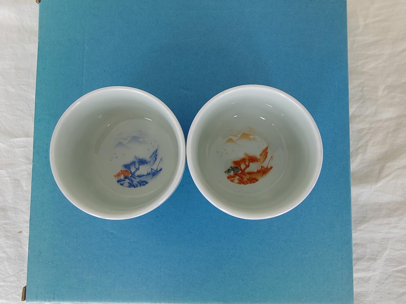 欧美回流精选 乾隆寄托款有内绘主人杯一对