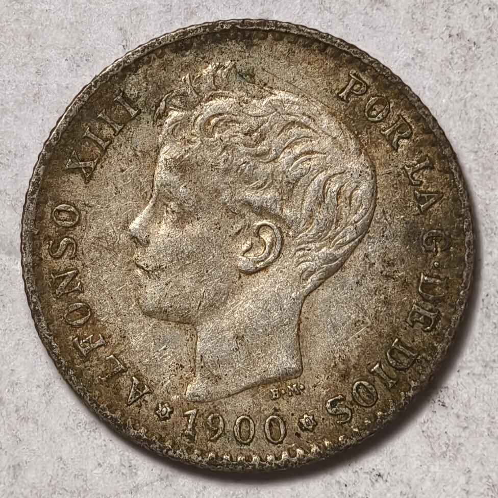 紫瑗钱币——第378期拍卖 西班牙 1900年 阿方索十三世 小孩头 50分 2.5克 0.835银