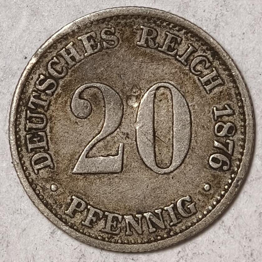 紫瑗钱币——第378期拍卖 德国 1876年 短翅 20芬尼