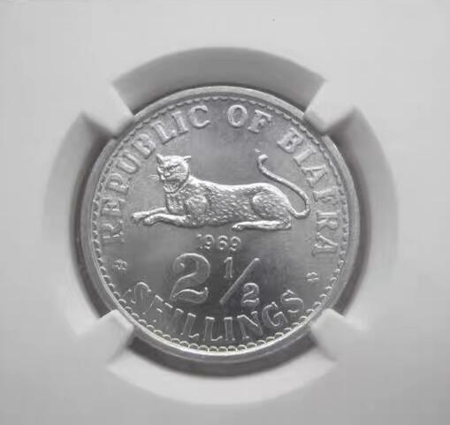 NGC-MS65比夫拉1969年2-1/2先令