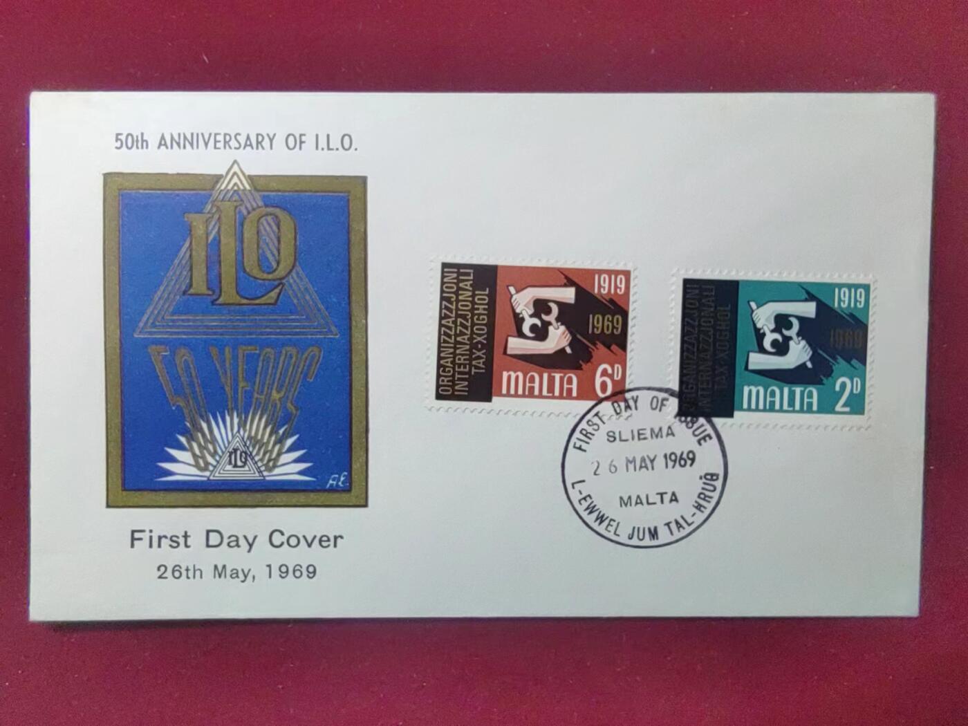 联合阁邮币社™ ——“多国邮品专场” 马耳他1969年 劳工组织50周年纪念
