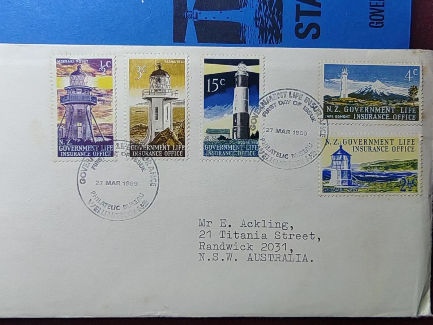 联合阁邮币社™ ——“多国邮品专场” 新西兰1969年 灯塔（微黄）
