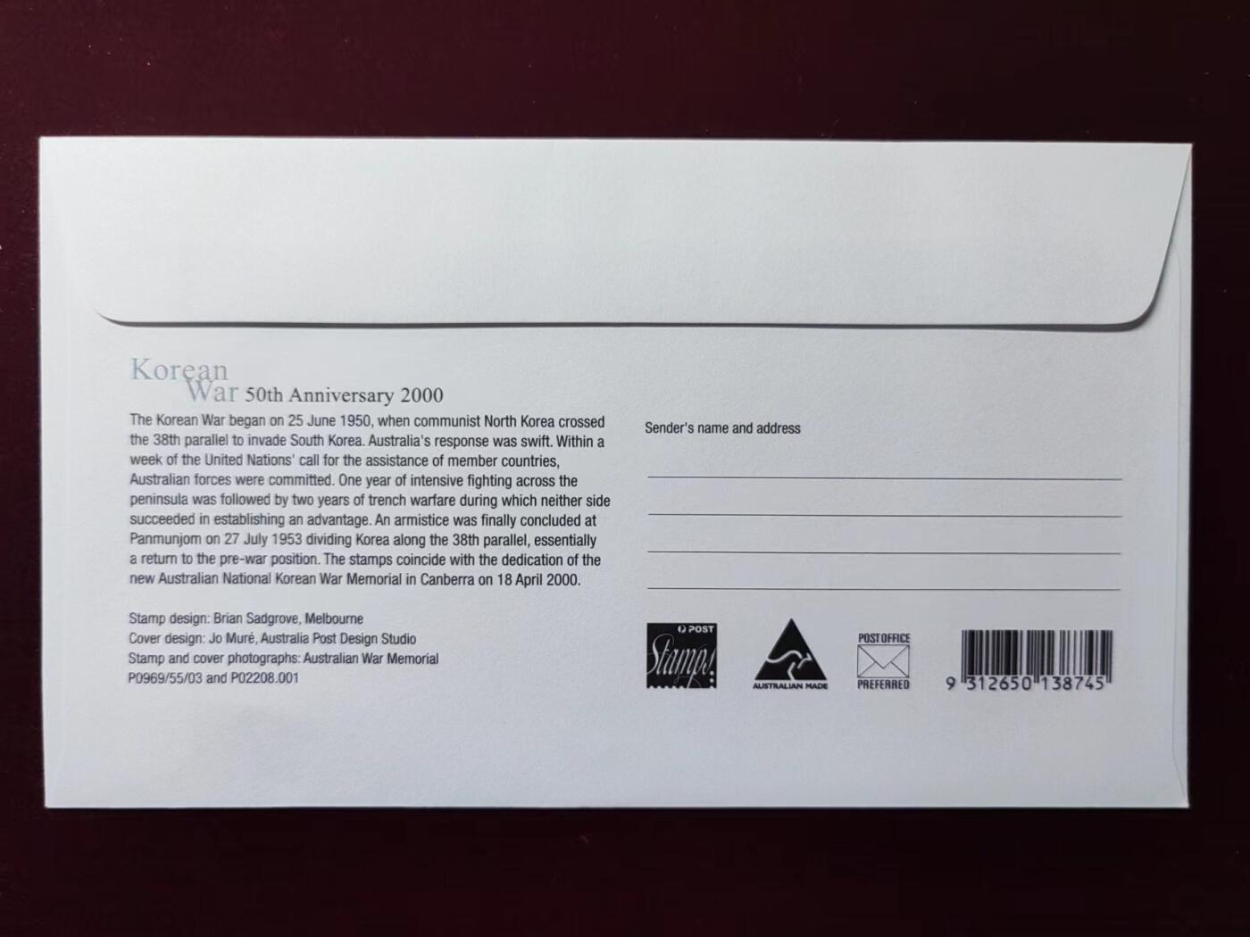 联合阁邮币社™ ——“多国邮品专场” 澳大利亚 2000年 朝鲜战争50周年