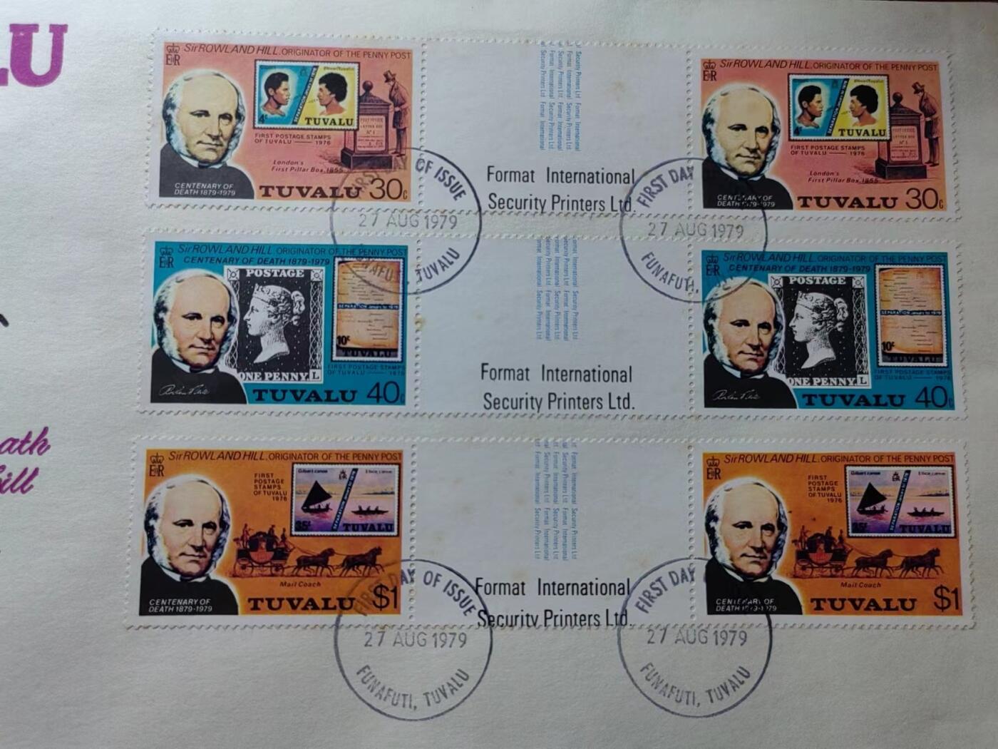 联合阁邮币社™ ——“多国邮品专场” 图瓦卢 1979年 邮票之父罗兰.希尔（微黄）