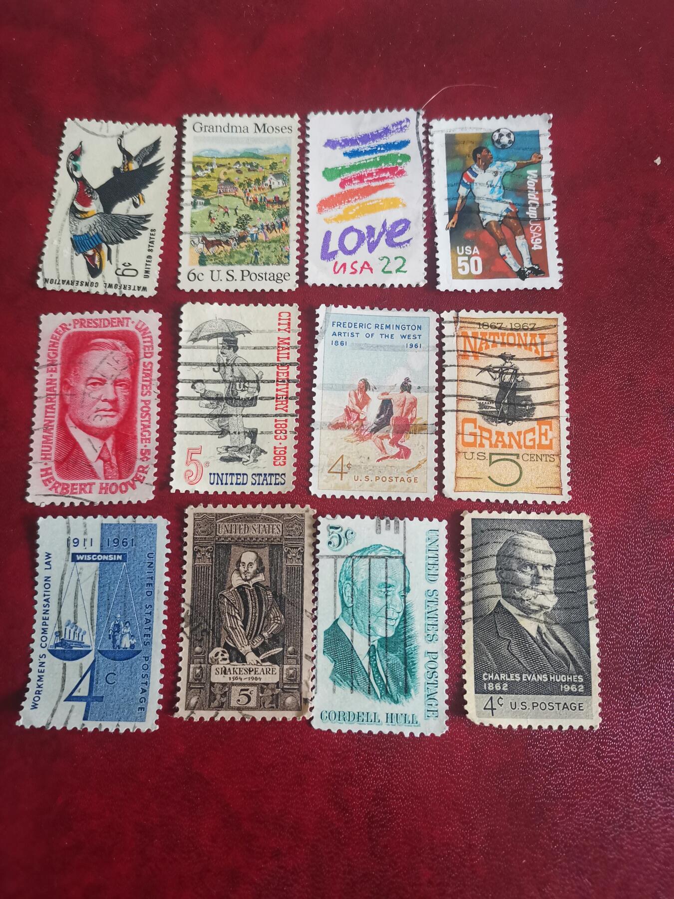 287美国专题纪念邮票12种不同一起出让。