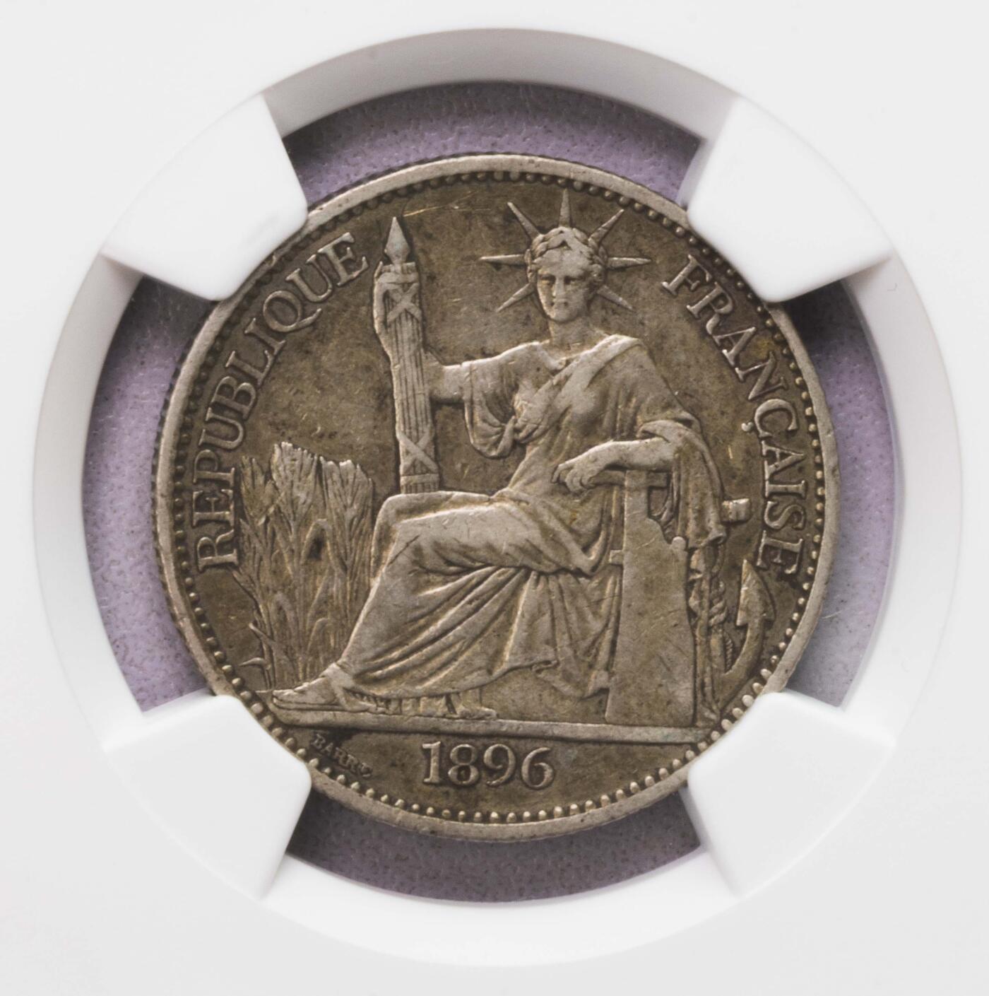 NGC-XF45 1896印支坐洋50分银币 稀少年份 原味难得