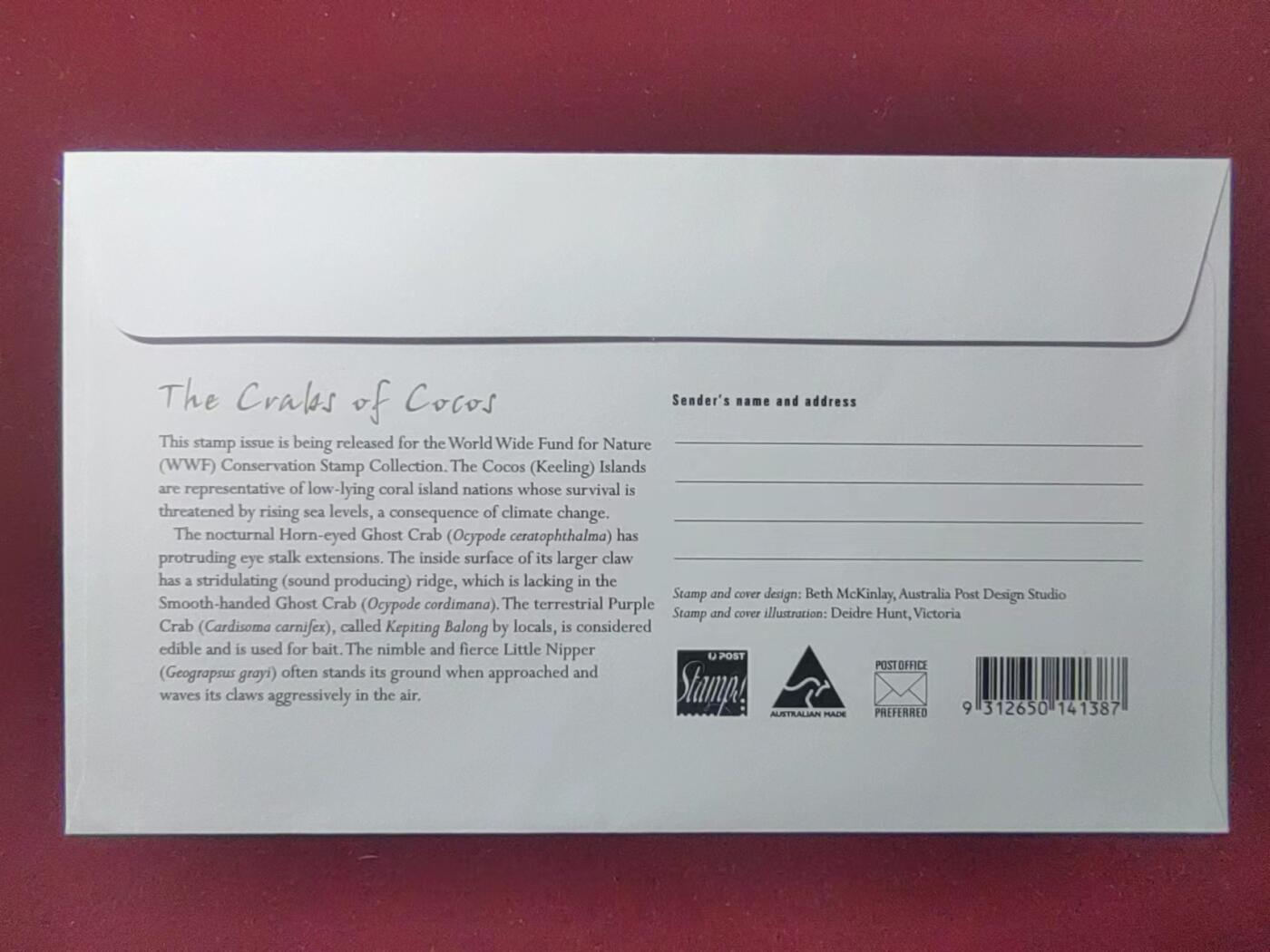 联合阁邮币社™ ——“多国邮品专场” 科科斯岛 2000年世界自然基金会 海洋生态螃蟹