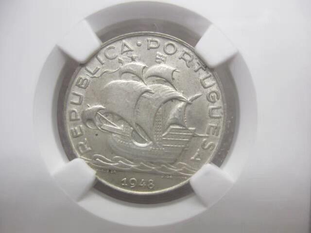 NGC-MS62葡萄牙1948年5埃斯库多银币