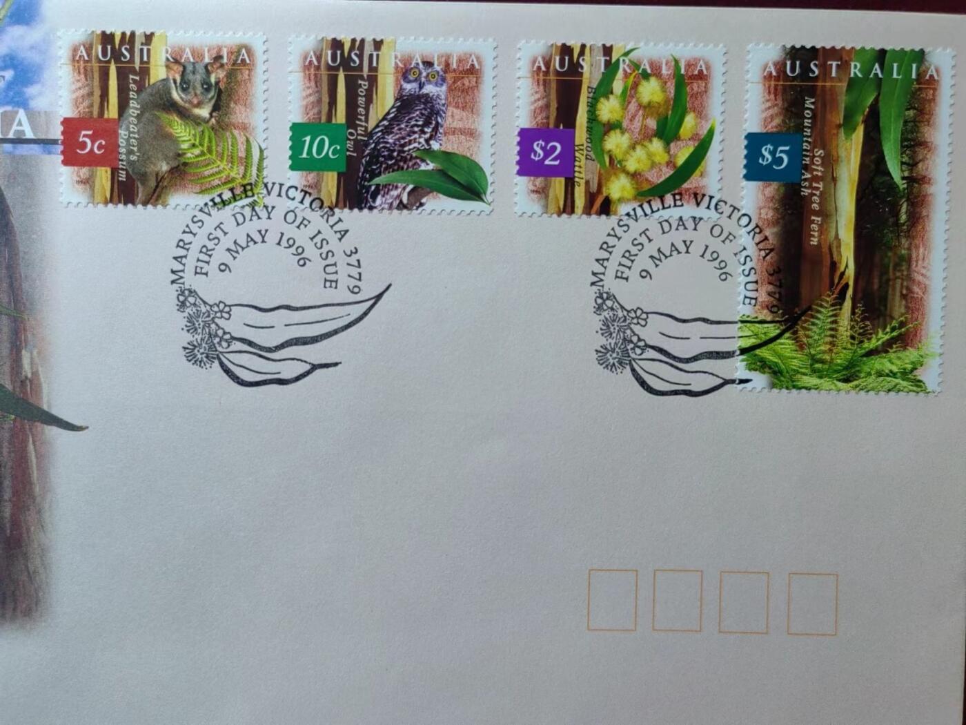 联合阁邮币社™ ——“多国邮品专场” 澳大利亚 1996年 大自然 动植物 考拉，猫头鹰（高面值）