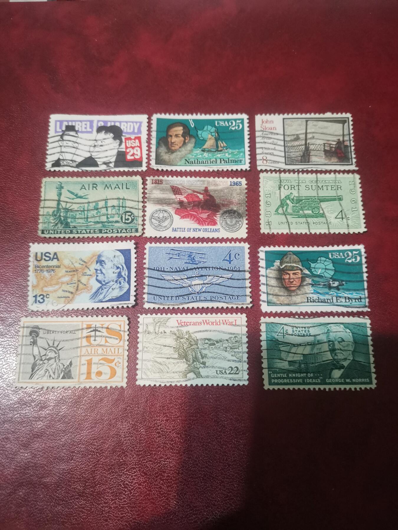 417美国专题纪念邮票12种不同一起出让。