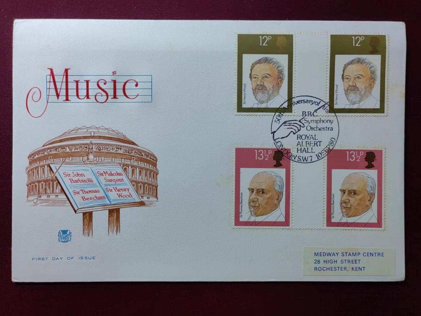 联合阁邮币社™ ——“多国邮品专场” 英国1980年 -音乐指挥家伍德、萨金特（发黄）