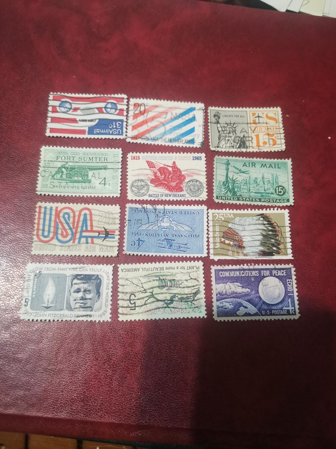 413美国专题纪念邮票12种不同一起出让。