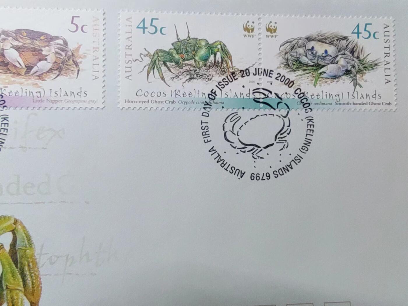 联合阁邮币社™ ——“多国邮品专场” 科科斯岛 2000年世界自然基金会 海洋生态螃蟹
