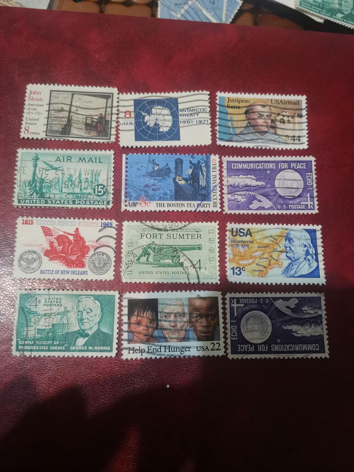416美国专题纪念邮票12种不同一起出让。