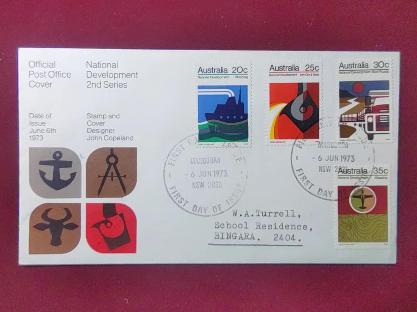 联合阁邮币社™ ——“多国邮品专场” 澳大利亚1973年 经济发展 造船钢铁卡车工业航测地图