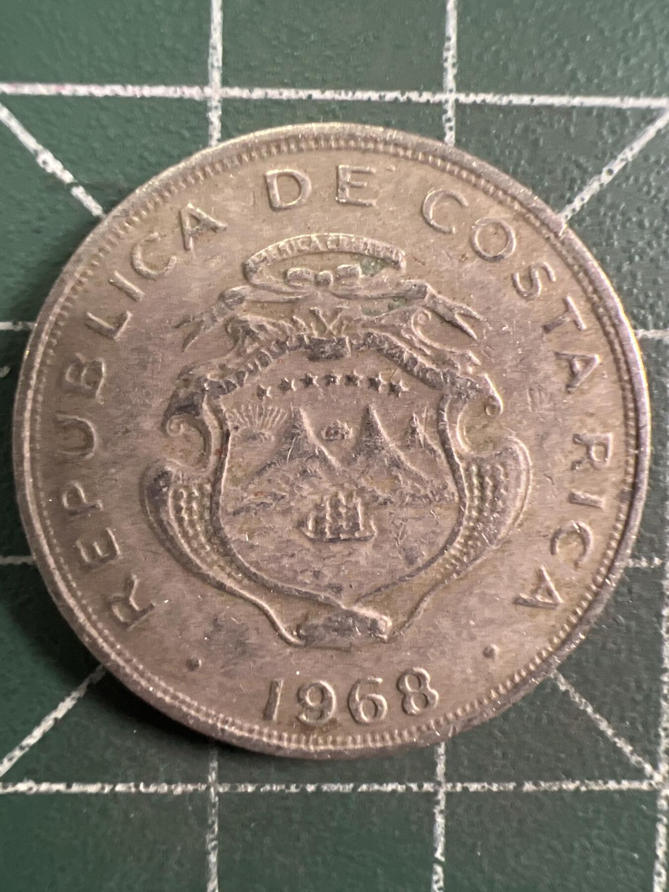 第664期 硬币专场 （无押金，捡漏，全场50包邮，偏远地区除外，接收代拍业务，本店十天发一次货） 哥斯达黎加50分 1968年