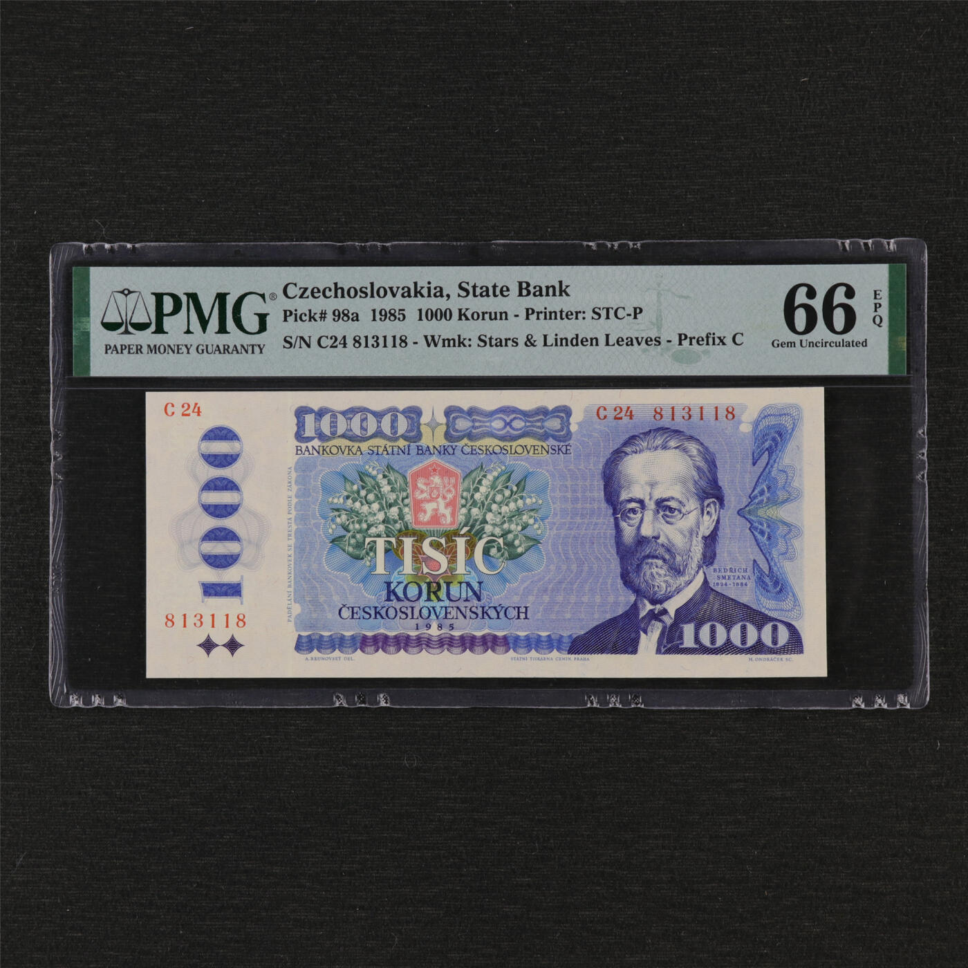 【亘邦集藏】第195期拍卖 1985年 捷克斯洛伐克1000克朗 PMG 66EPQ C24 813118