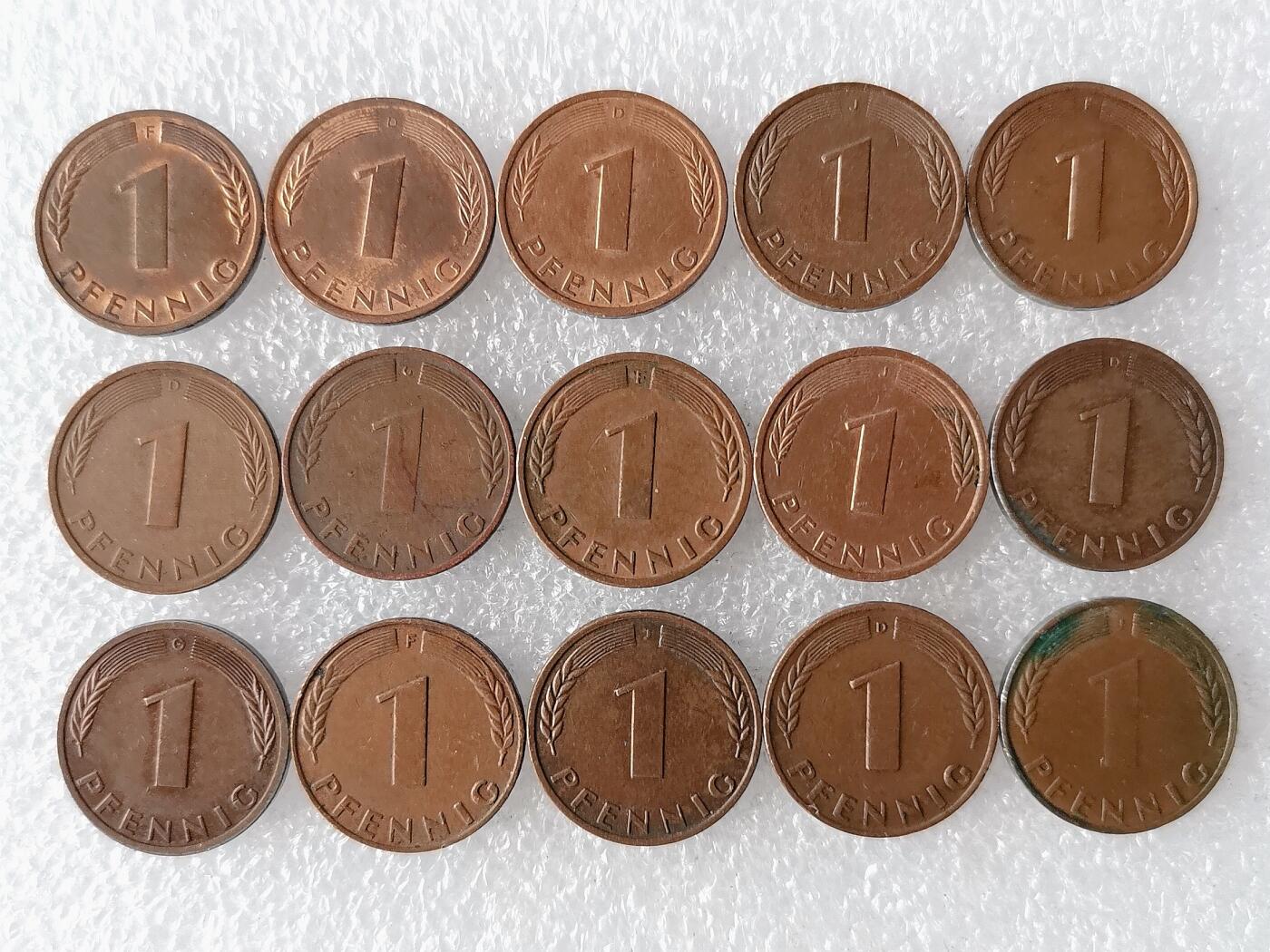 第一海外回流一元起拍收藏 散币专场 第101期 德国1芬尼 15枚