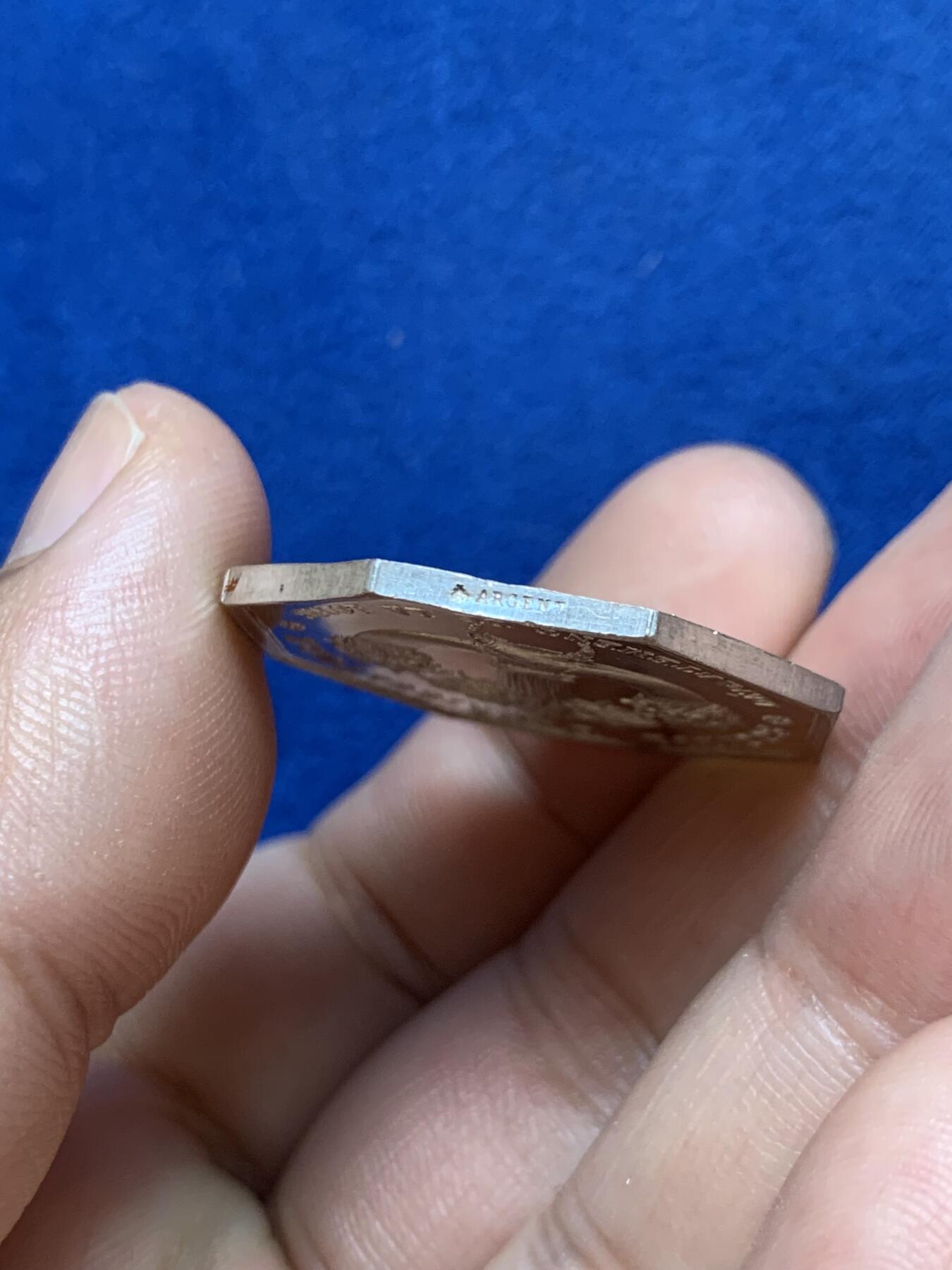 《竞宝斋》第286场-周六， 周日，周一 3场连拍 （全场包邮） 法国1828卢瓦尔农业协会八角银代币 蜜蜂边铭 30mm 10g