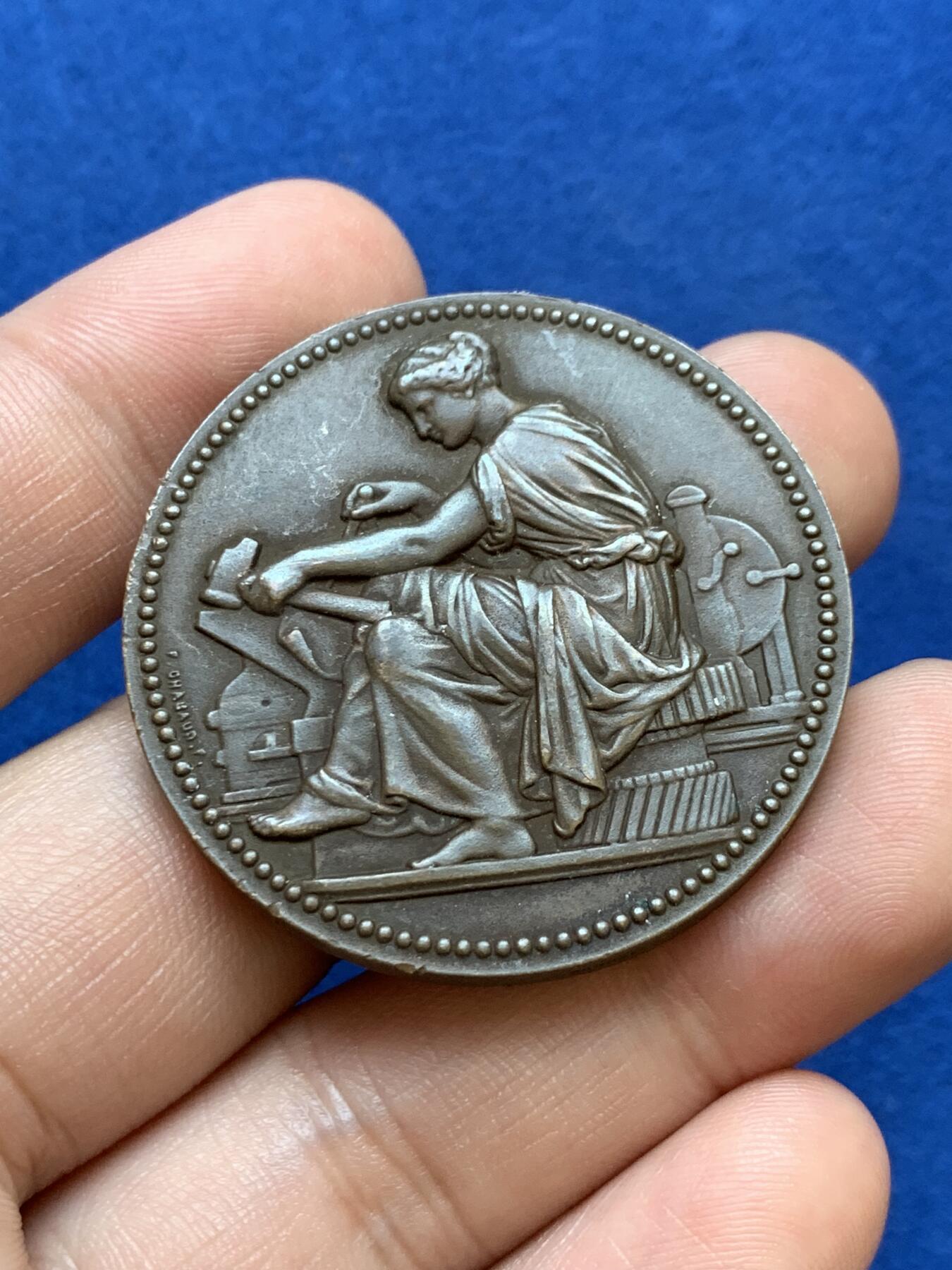 《竞宝斋》第286场-周六， 周日，周一 3场连拍 （全场包邮） 法国1949工业与商业铜章 33.8g 40.9mm