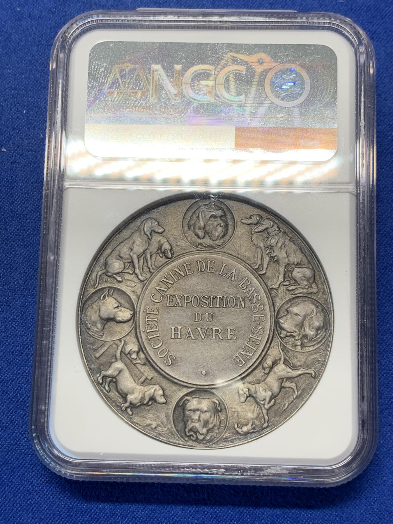 《竞宝斋》第286场-周六， 周日，周一 3场连拍 （全场包邮） NGC MS64 法国1930哈瓦那博览会镀银铜章 加厚盒装