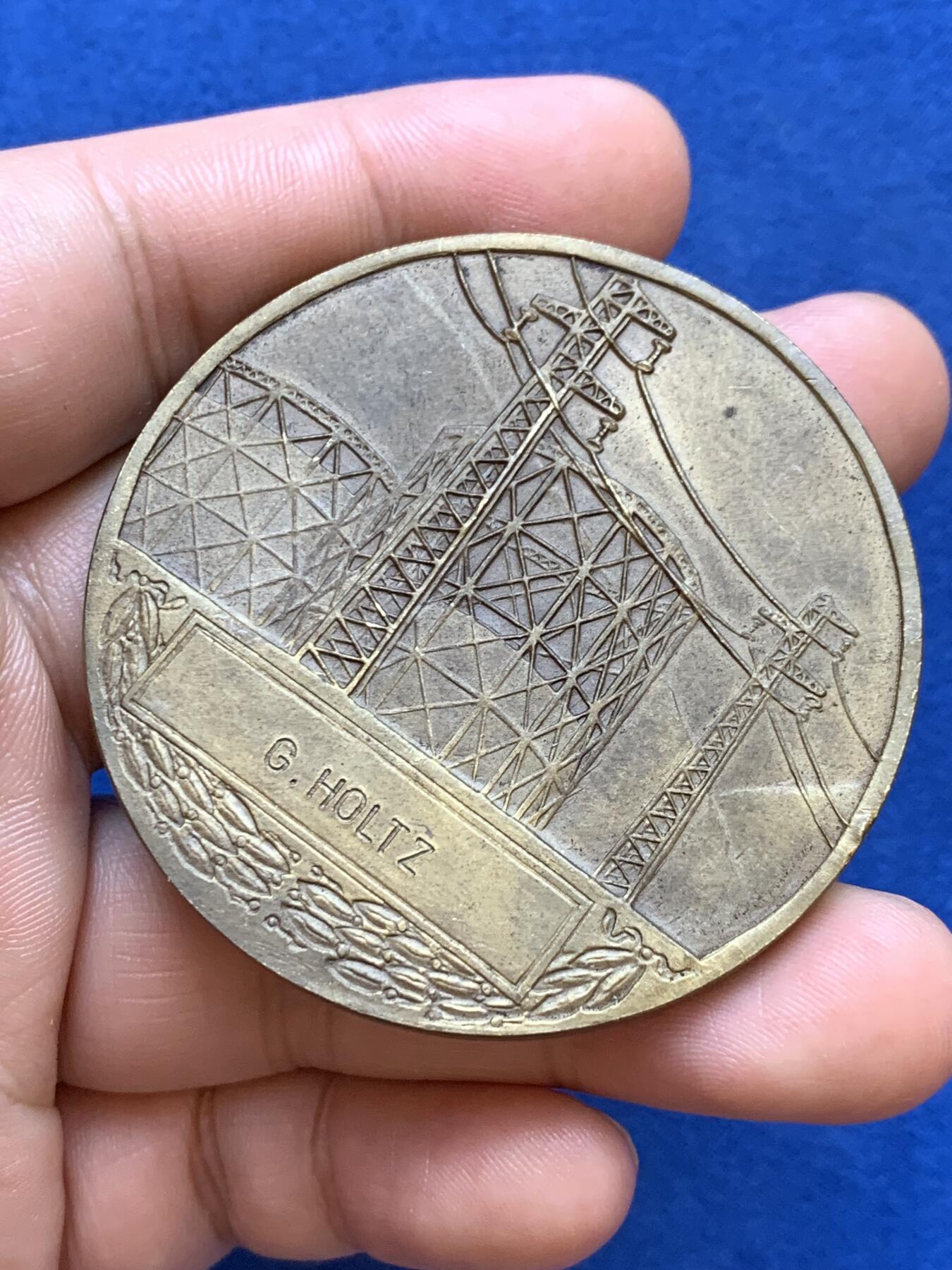 《竞宝斋》第286场-周六， 周日，周一 3场连拍 （全场包邮） 法国电力和天然气铜章 73.5g 54.5mm