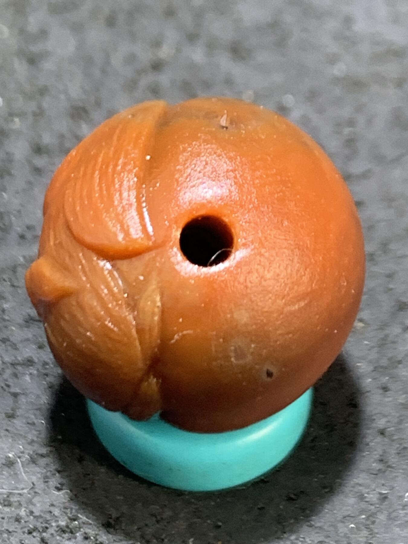 精美战国红玛瑙手工雕刻玉兔珠一个，