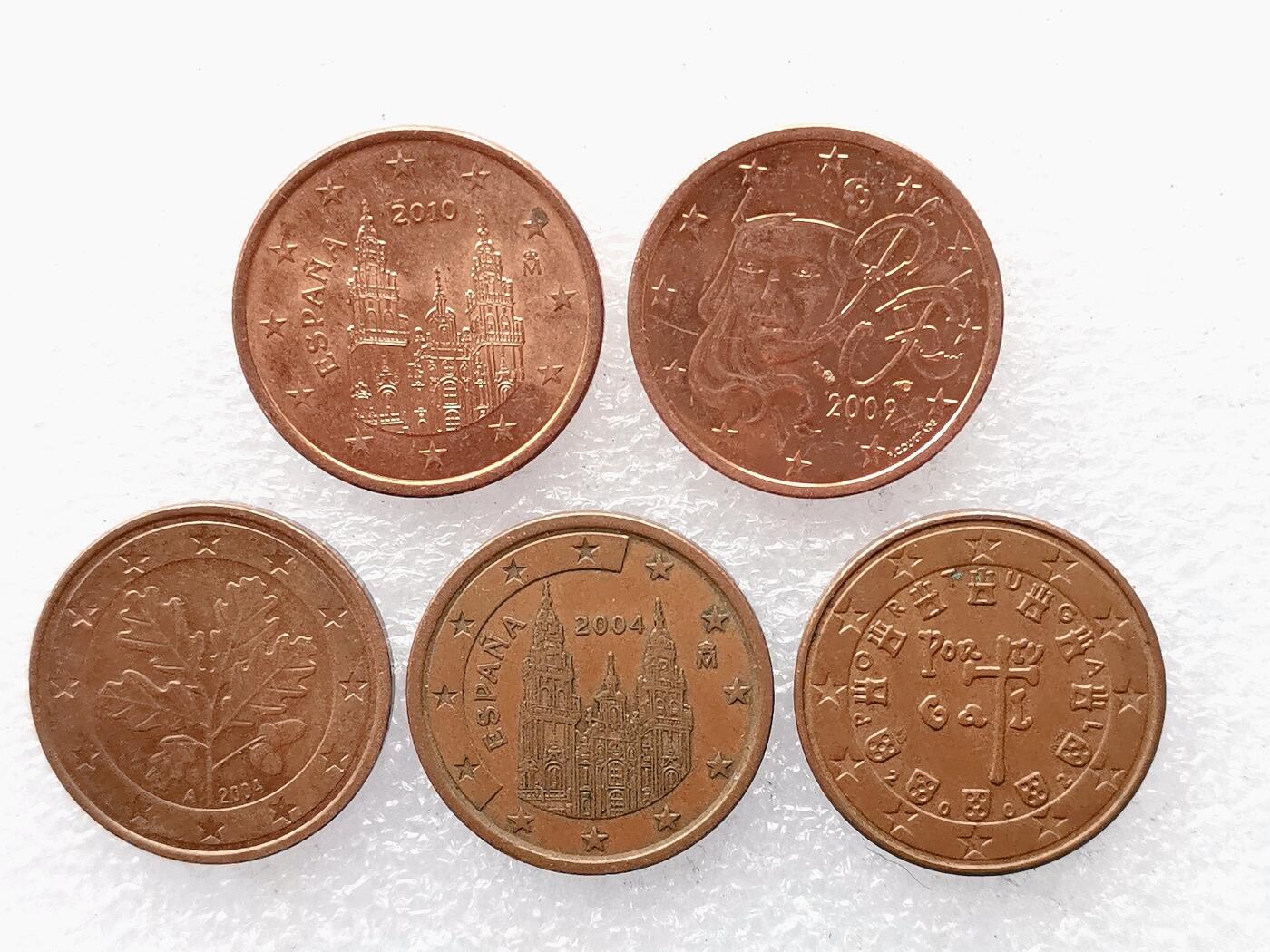 第一海外回流一元起拍收藏 散币专场 第101期 欧洲5欧分 5枚