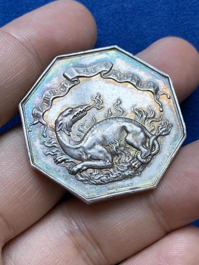 《竞宝斋》第286场-周六， 周日，周一 3场连拍 （全场包邮） - 法国1845-1860火灾保险银章  直径37mm 26.1g 边铭手指 ARGENT 