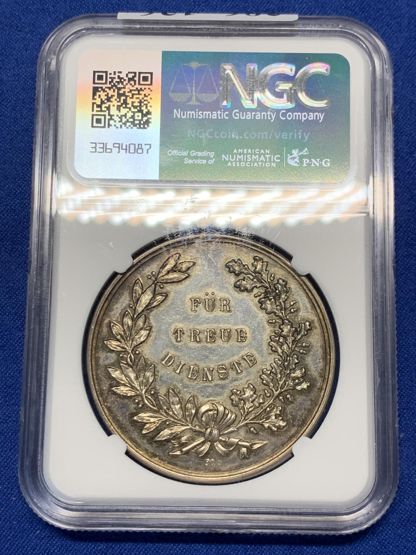 《竞宝斋》第286场-周六， 周日，周一 3场连拍 （全场包邮） NGC MS62 德国陆地消防协会银章