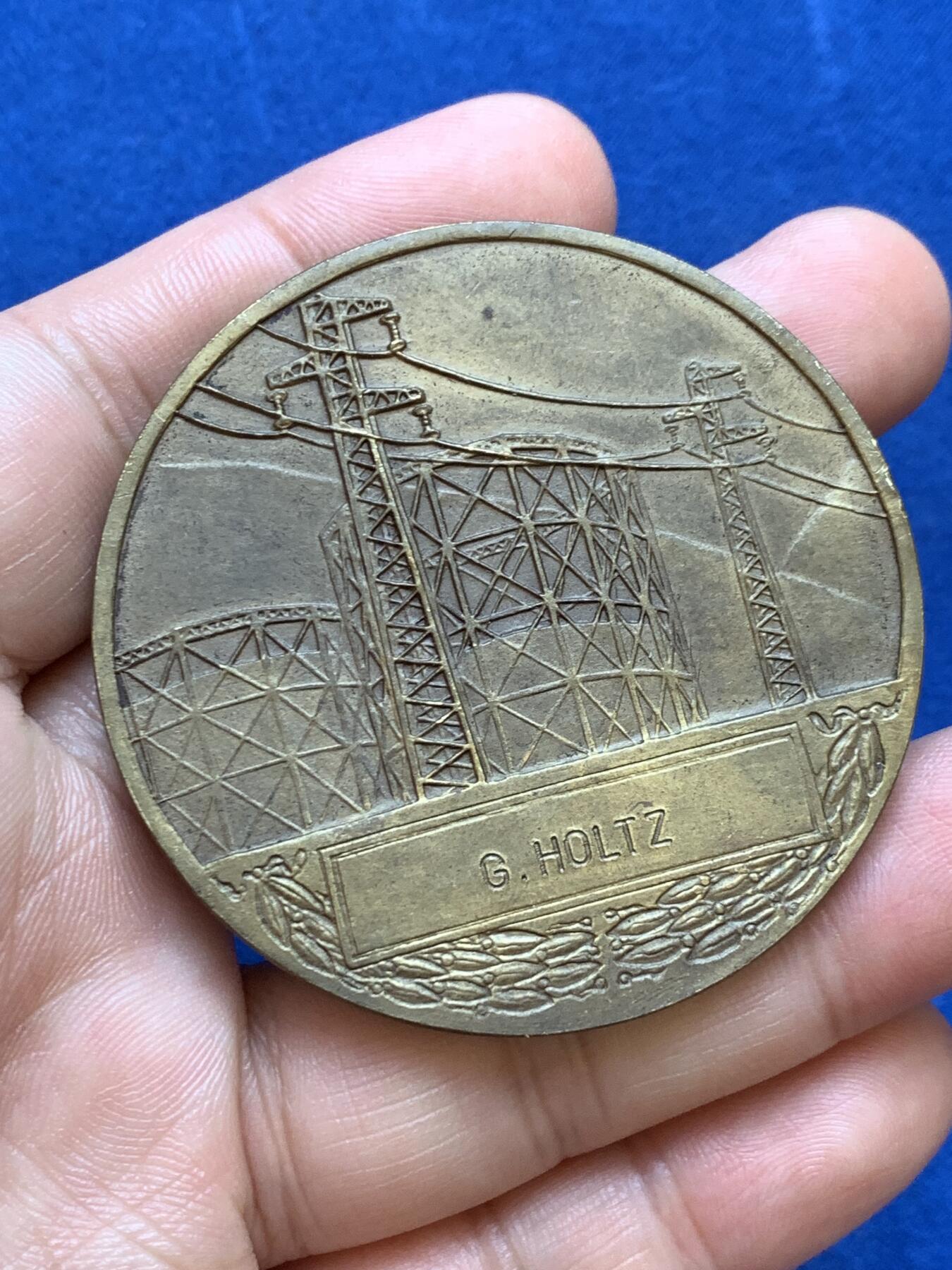 《竞宝斋》第286场-周六， 周日，周一 3场连拍 （全场包邮） 法国电力和天然气铜章 73.5g 54.5mm