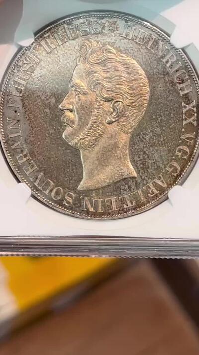 NGC-MS63 1844罗斯一撮毛2泰勒大银币 亚军金色包浆